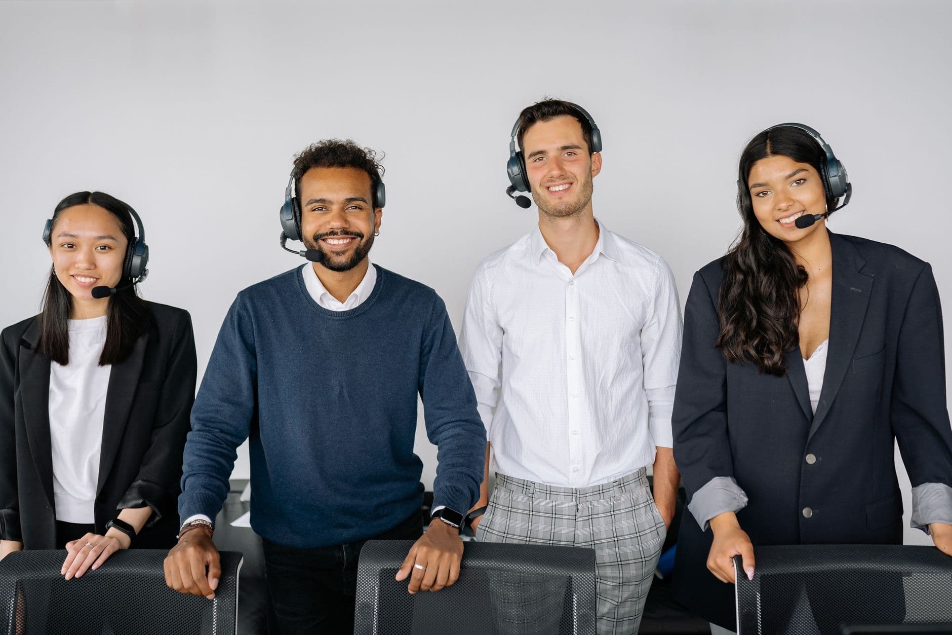 Support agent wearing a headset ready to help around the clock
