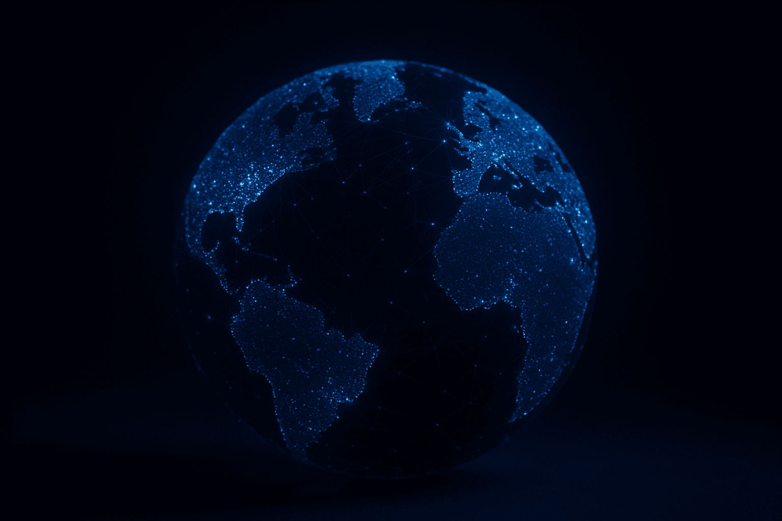 Globe formed of glowing connected dots