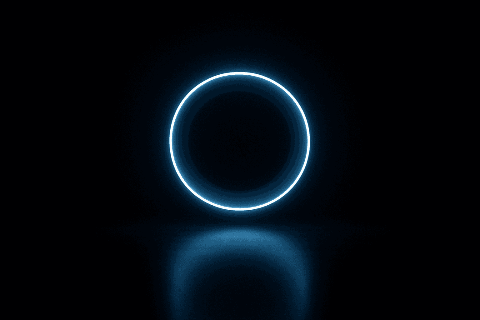 Circular glowing ring emblem floating in darkness