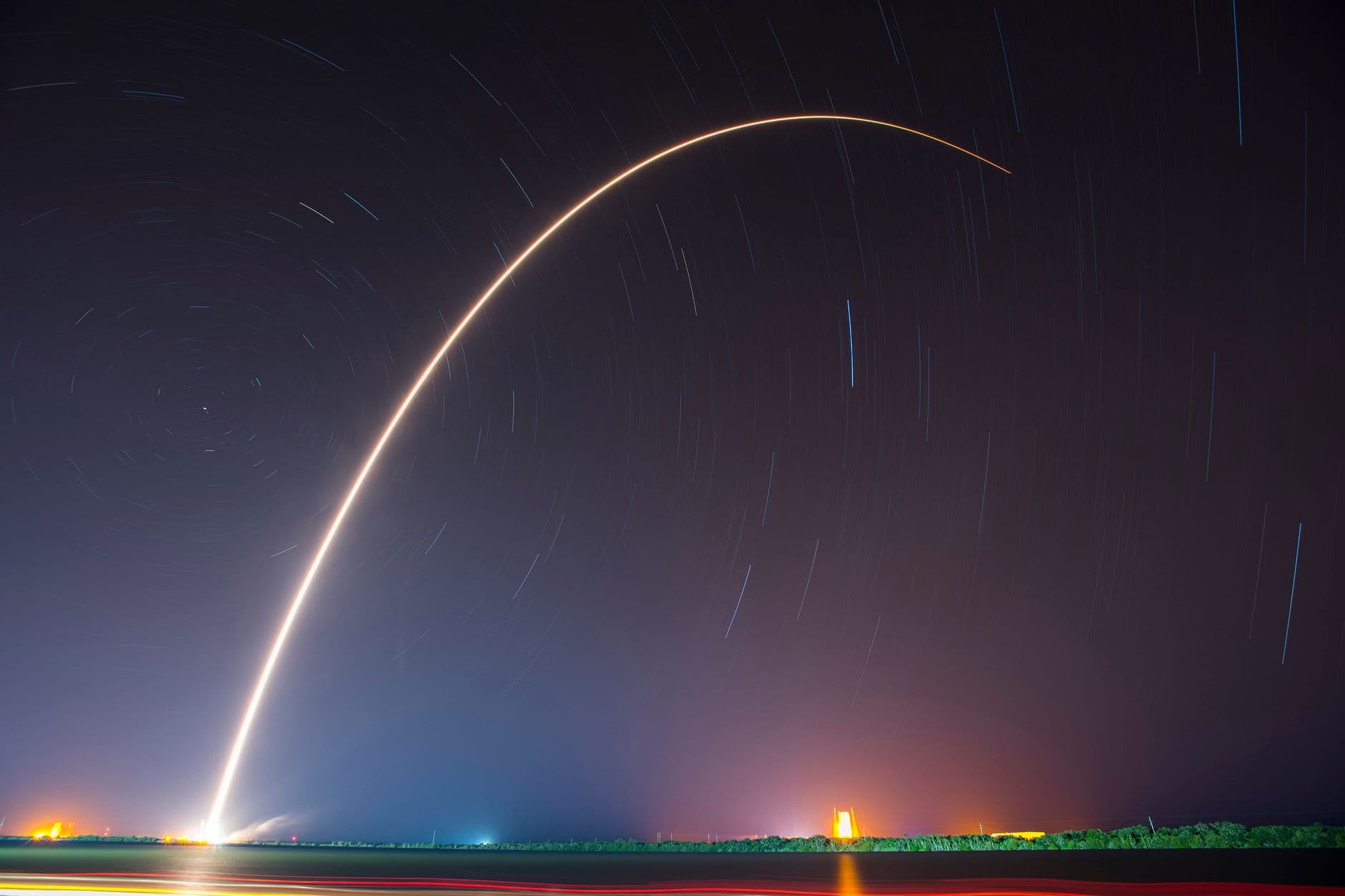 Rocket launching against a night sky, symbolizing a website going live